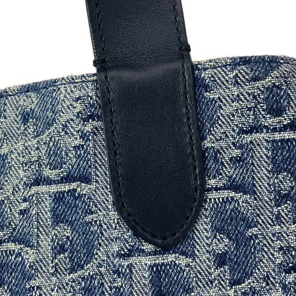 Christian Dior Toujours Bag Large Tote Bag Blue Dark Navy Jacquard Leather